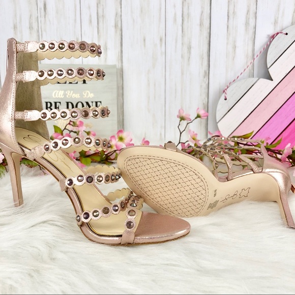 💲🔻NIB JESSICA SIMPSON Champagne Studded Heels - Picture 8 of 8